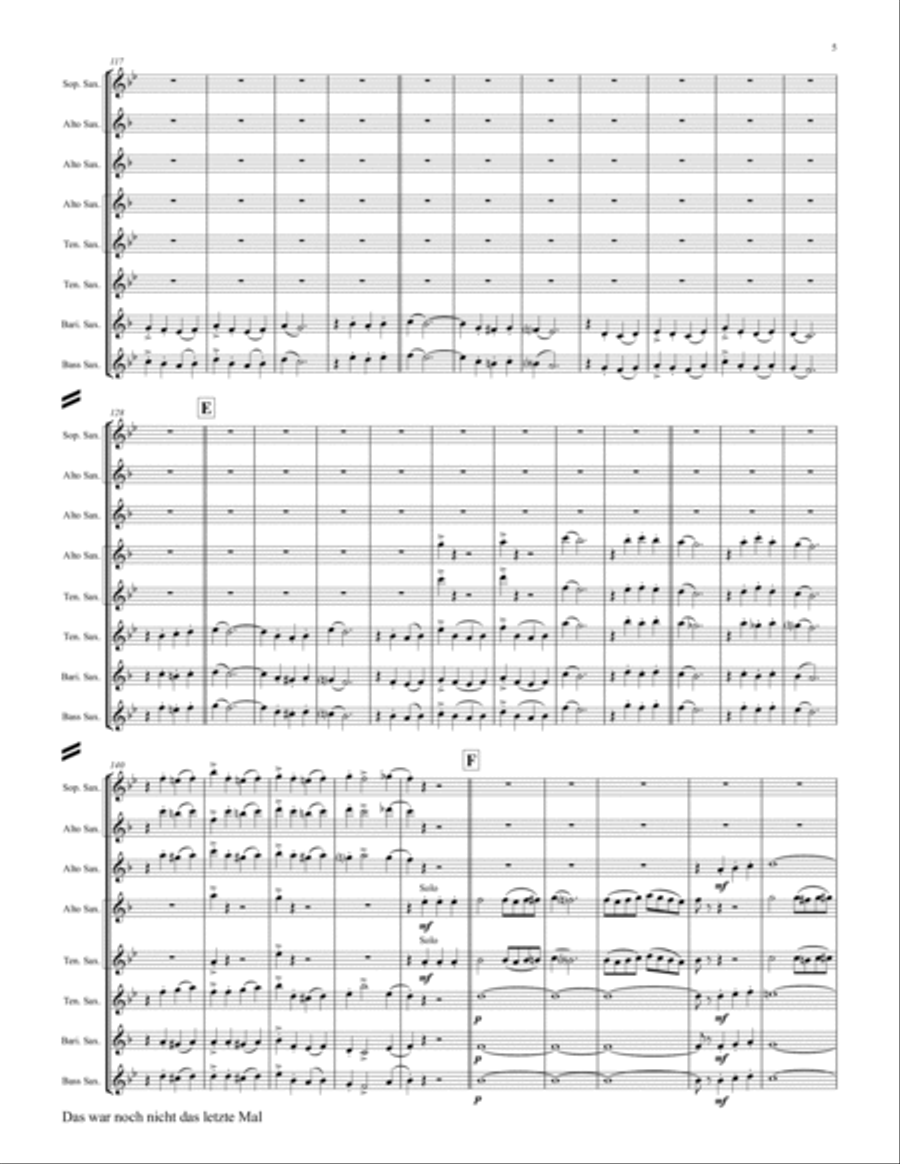 Das war noch nicht das letzte Mal - German Polka - Oktoberfest - Saxophone Quintet Saxophone Quintet scores gallery preview page 5