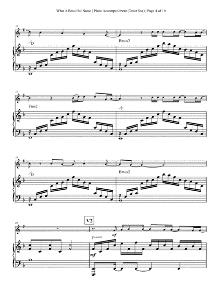 What A Beautiful Name Tenor Saxophone scores gallery preview page 4