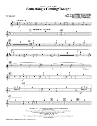 Something's Coming/Tonight (from West Side Story) (arr. Ed Lojeski) - Tenor Sax