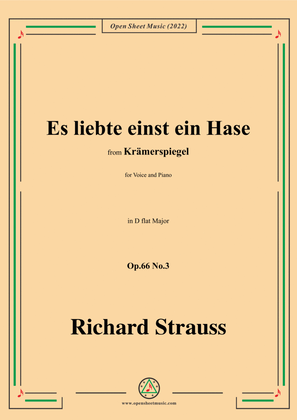 Book cover for Richard Strauss-Es liebte einst ein Hase,in D flat Major,Op.66 No.3