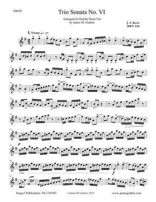 BACH: Trio Sonata No. 6 BWV 530 for Double Reed Trio