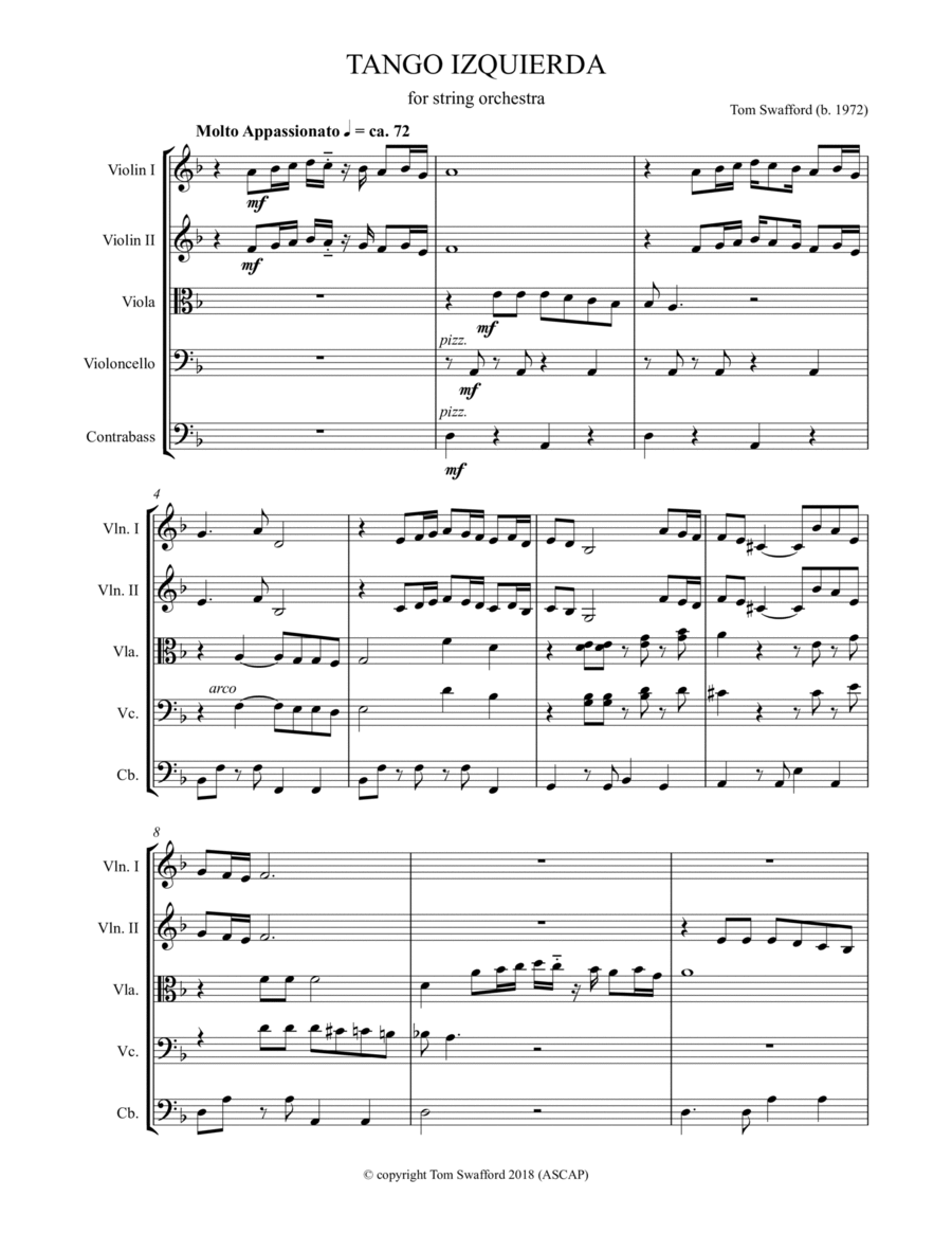 Tango Izquierda for string orchestra String Orchestra scores gallery preview page 1
