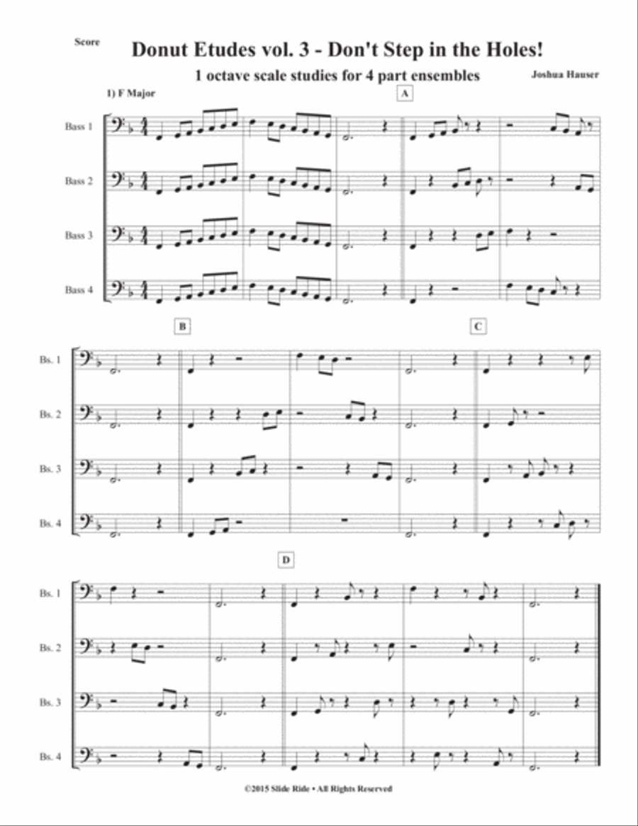 Donut Etudes vol. 3: Don’t Step in the Holes! – Bass Quartet Small Ensemble scores gallery preview page 3