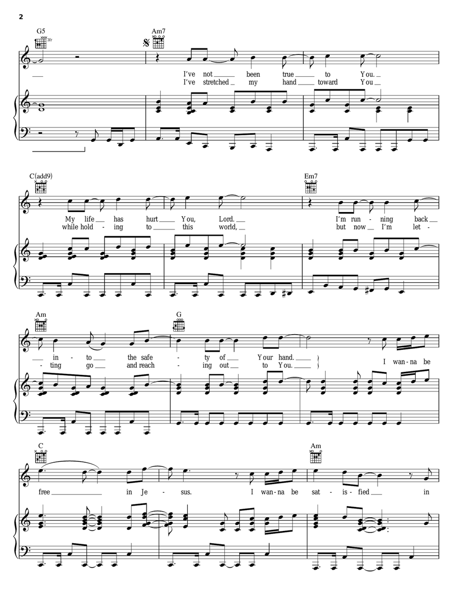 Satisfy Piano, Vocal, Guitar scores gallery preview page 2