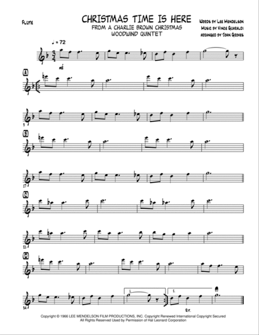 Christmas Time Is Here Christmas Time Is Here Woodwind Quintet scores gallery preview page 5
