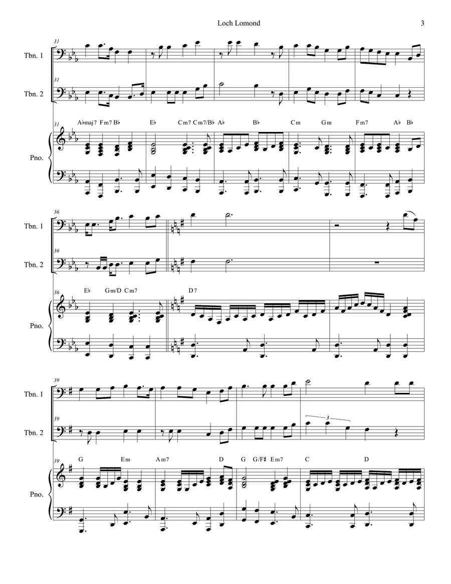 Loch Lomond (Trombone Duet) Trombone Duet scores gallery preview page 3