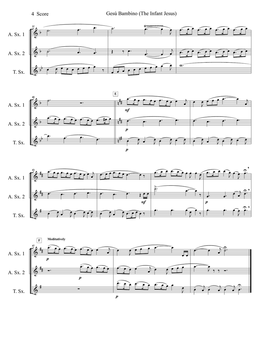 Gesu Bambino (Infant Jesus) for Saxophone Trio Woodwind Trio scores gallery preview page 5