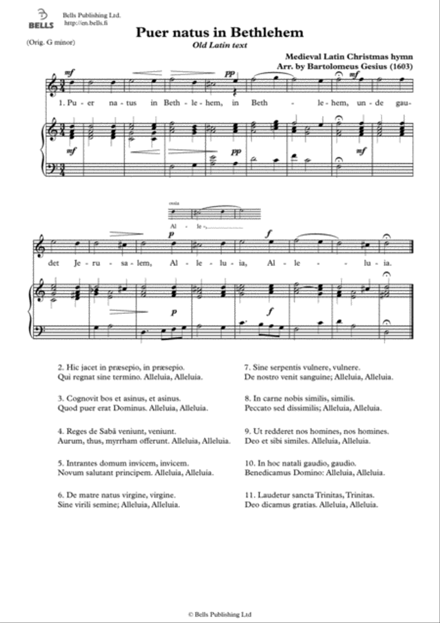 Puer natus in Bethlehem (Solo song) (D minor) Voice Solo scores gallery preview page 1