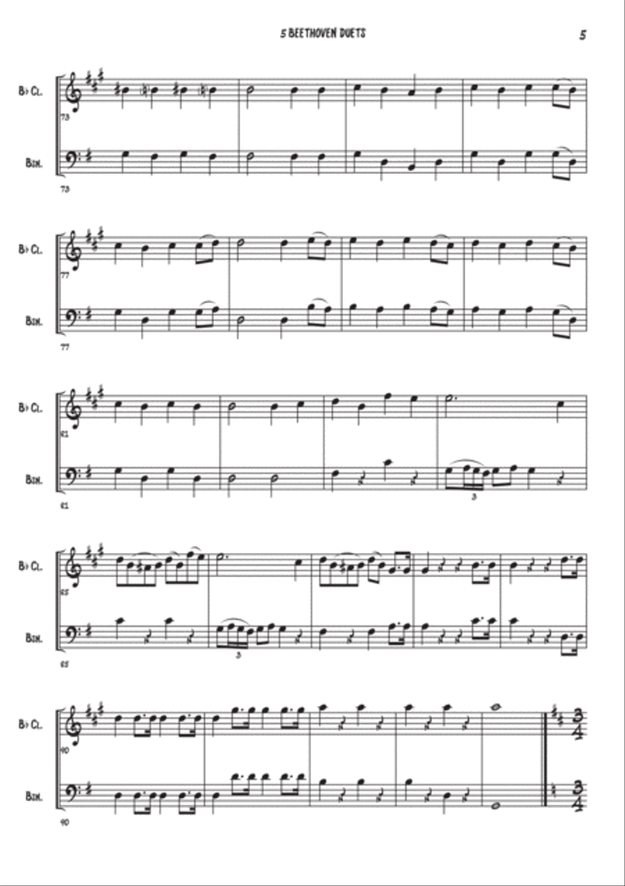 5 Beethoven duets - Bb Clarinet & Bassoon 5 Beethoven duets - Bb Clarinet & Bassoon Woodwind Duet scores gallery preview page 6