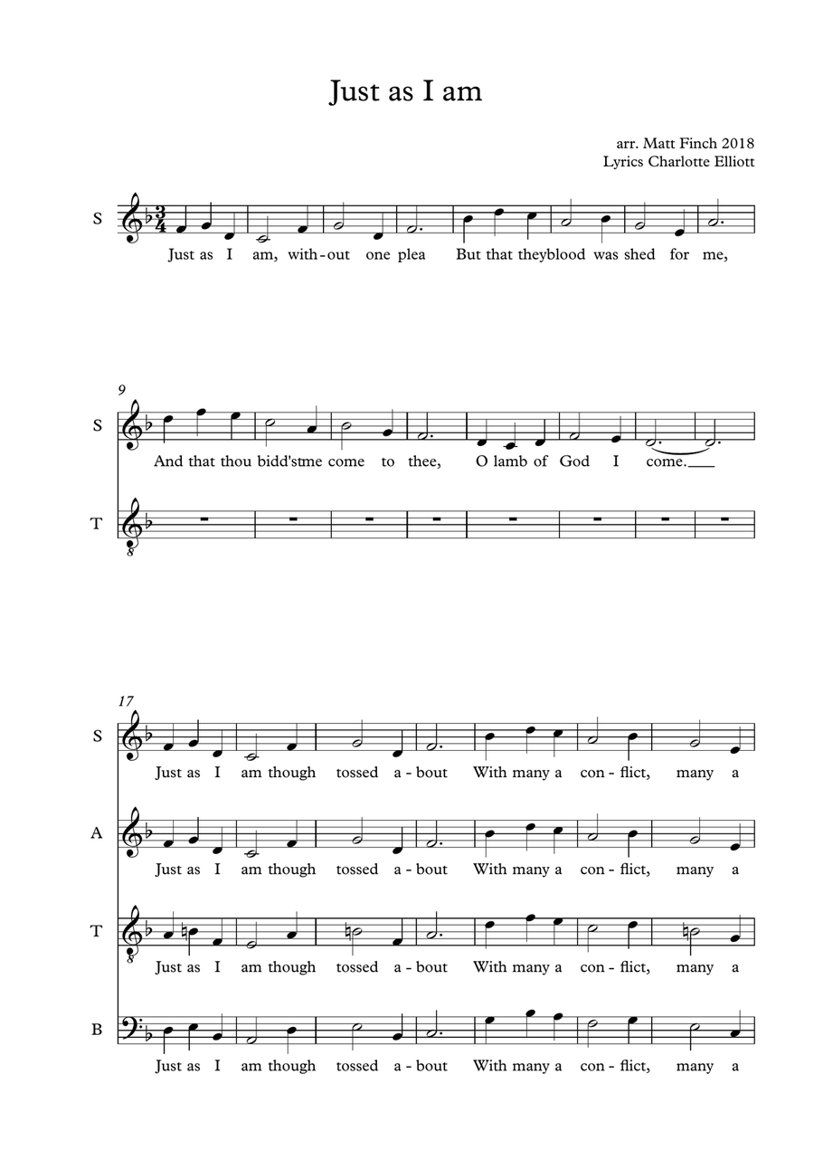 Just as I am 4-Part scores gallery preview page 1