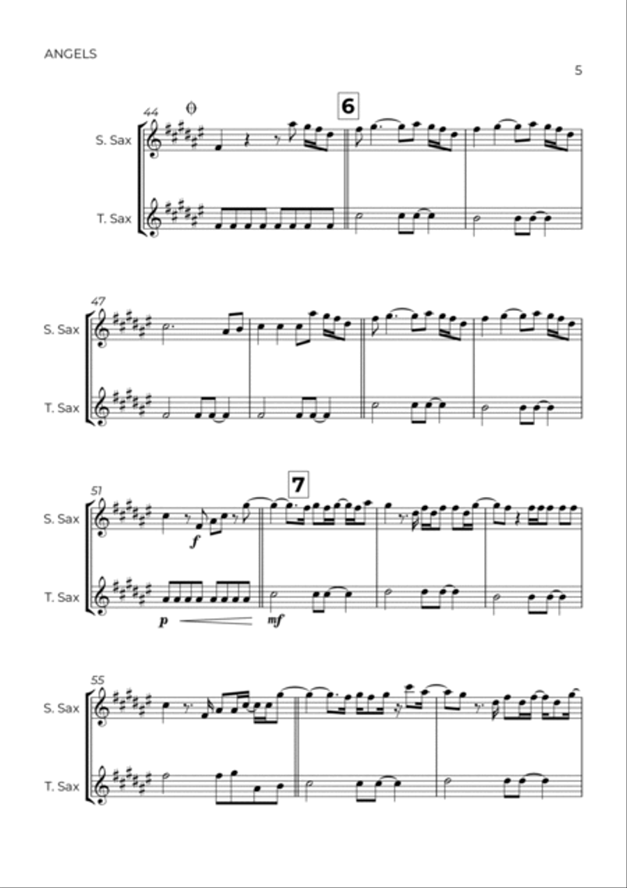Angels Tenor Saxophone scores gallery preview page 5