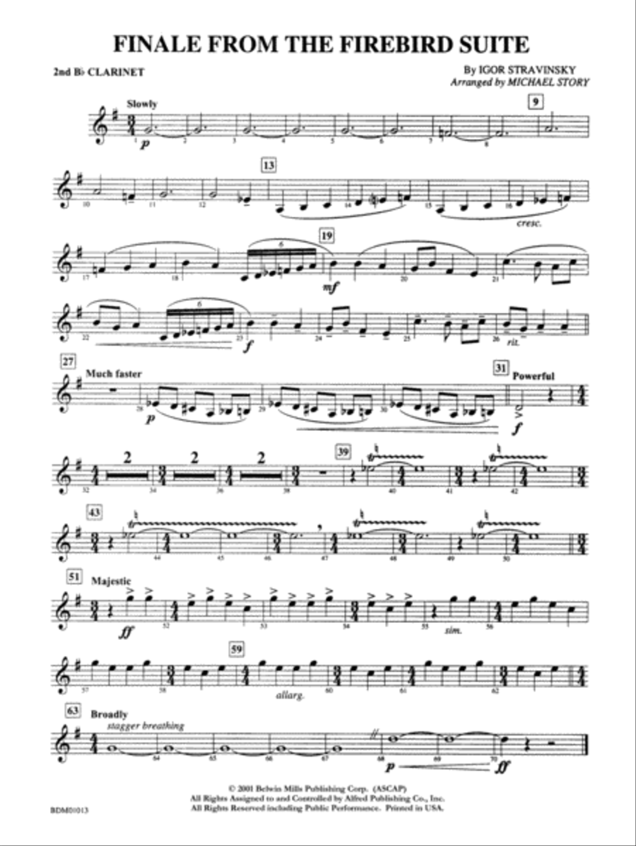 Finale from The Firebird Suite: 2nd B-flat Clarinet Concert Band scores gallery preview page 1