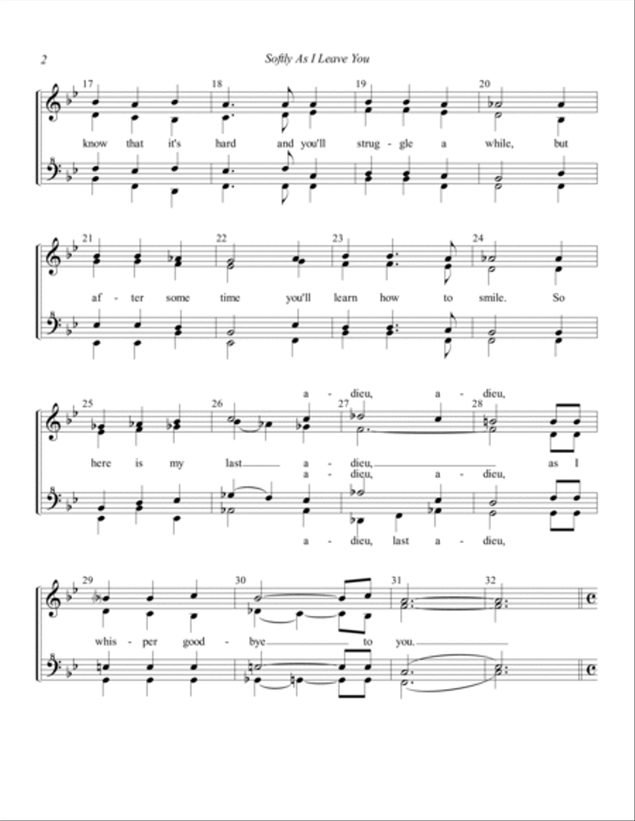 Softly As I Leave You Softly As I Leave You SSAA scores gallery preview page 2
