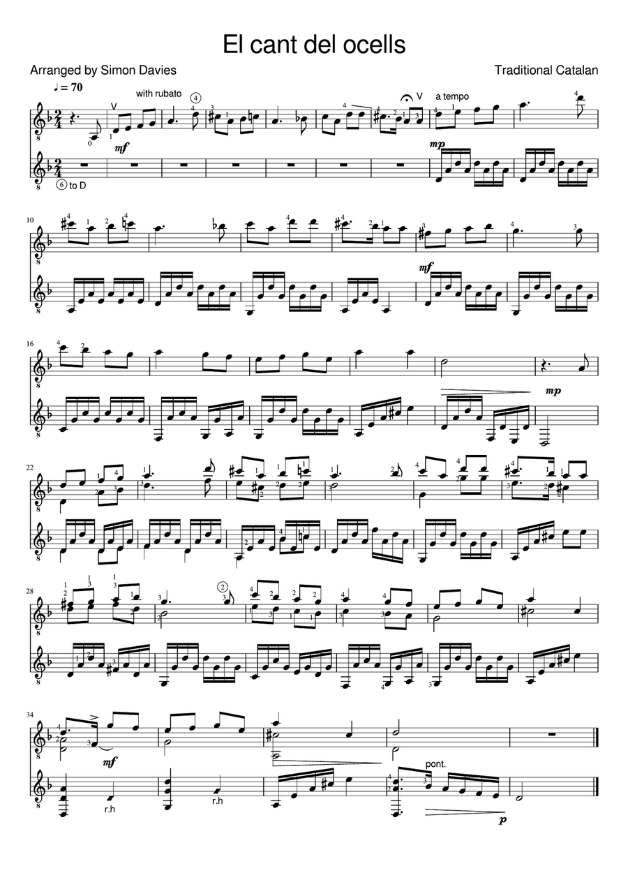El cant dels ocells - guitar duo String Duet scores gallery preview page 1