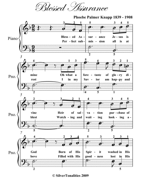 Blessed Assurance Easy Piano Sheet Music