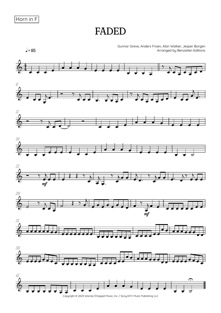 Faded Horn Solo scores gallery preview page 1
