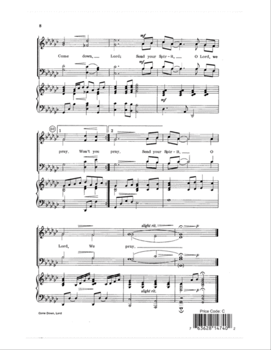 Come Down, Lord Come Down, Lord 4-Part scores gallery preview page 8