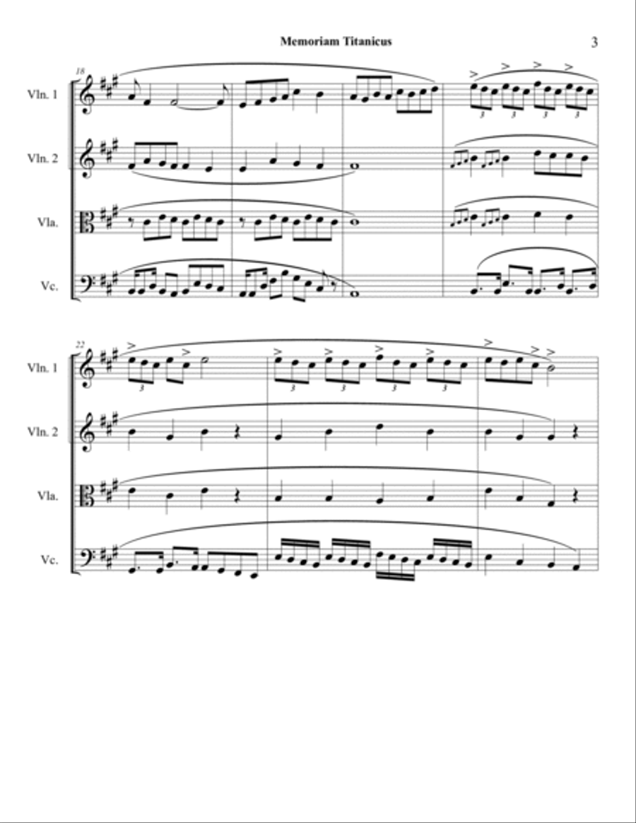 Memoriam Titanicus - Score Only String Quartet scores gallery preview page 3