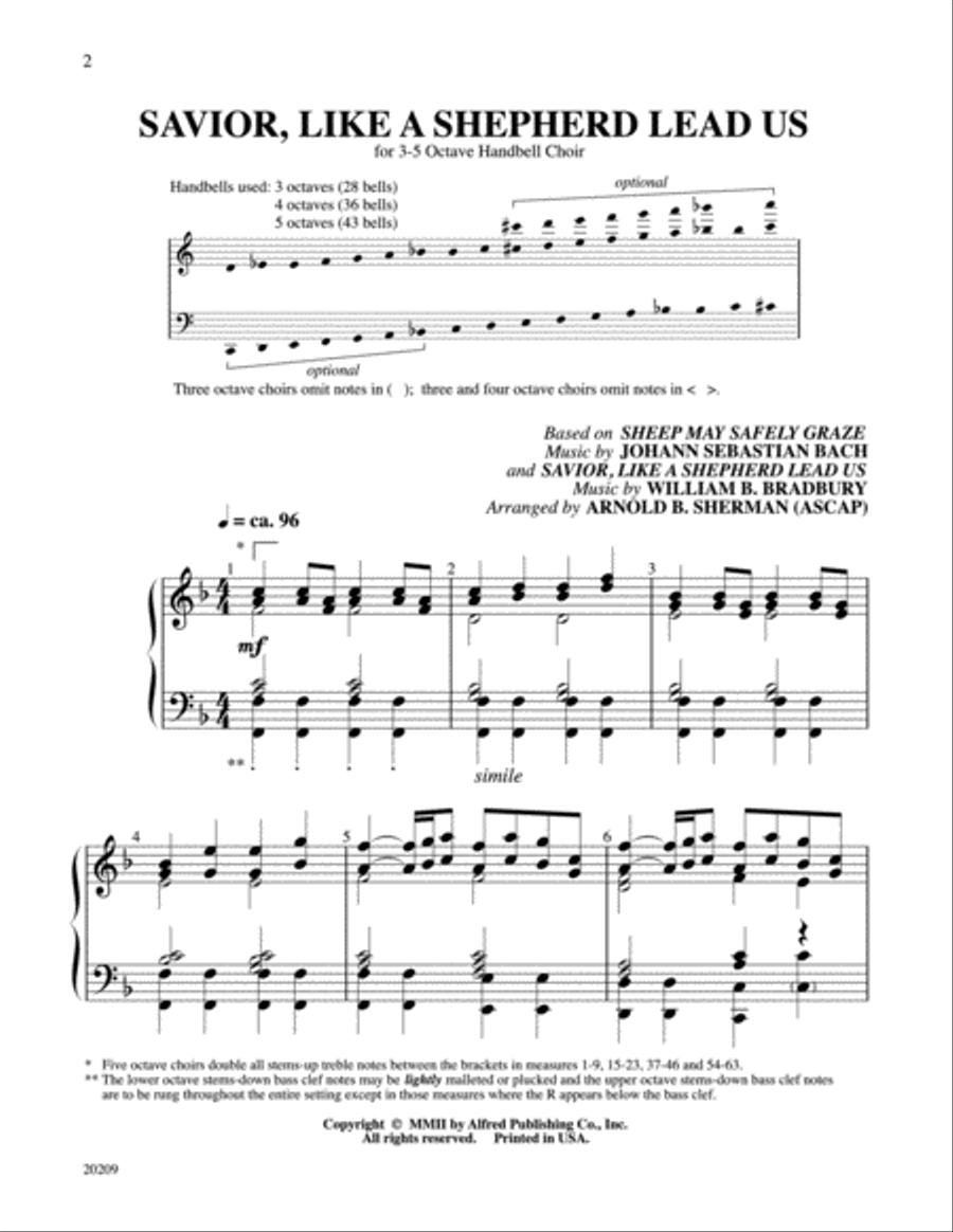 Savior, Like a Shepherd, Lead Us Handbell Choir scores gallery preview page 2