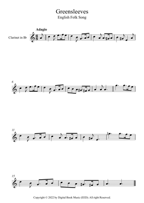 Book cover for Greensleeves - English Folk Song (Clarinet)