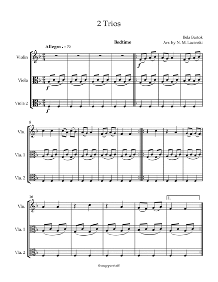 2 Trios Bedtime Menuetto String Trio scores gallery preview page 2
