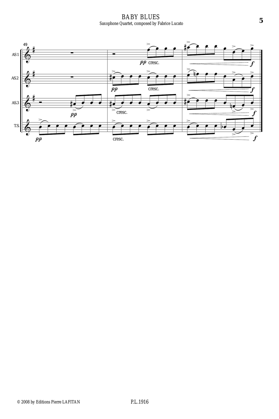 BABY BLUES Saxophone Quartet scores gallery preview page 6