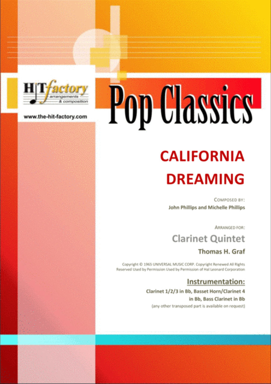 California Dreamin' Woodwind Ensemble scores gallery preview page 1