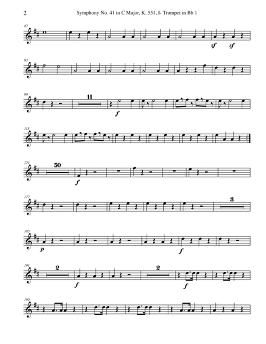 Mozart Symphony No. 41, Jupiter, Movement I - Trumpet in Bb 1 (Transposed Part), K. 551