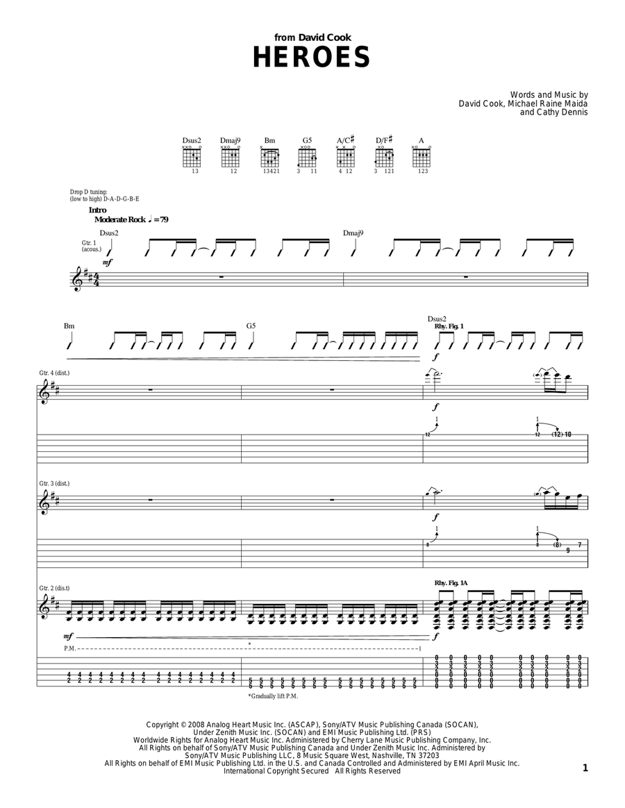 Heroes Acoustic Guitar scores gallery preview page 1