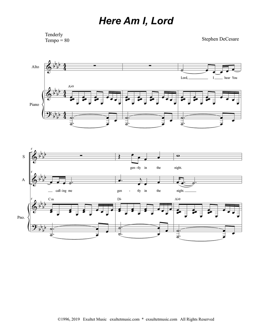 Here Am I, Lord (2-part choir - (SA) SA scores gallery preview page 1