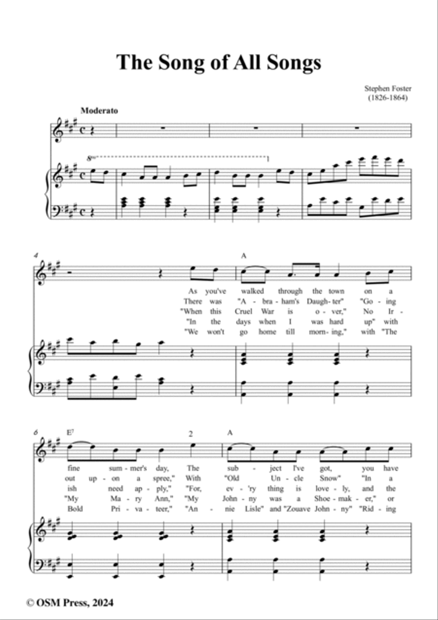 S. Foster-The Song of All Songs,in A Major Voice scores gallery preview page 2