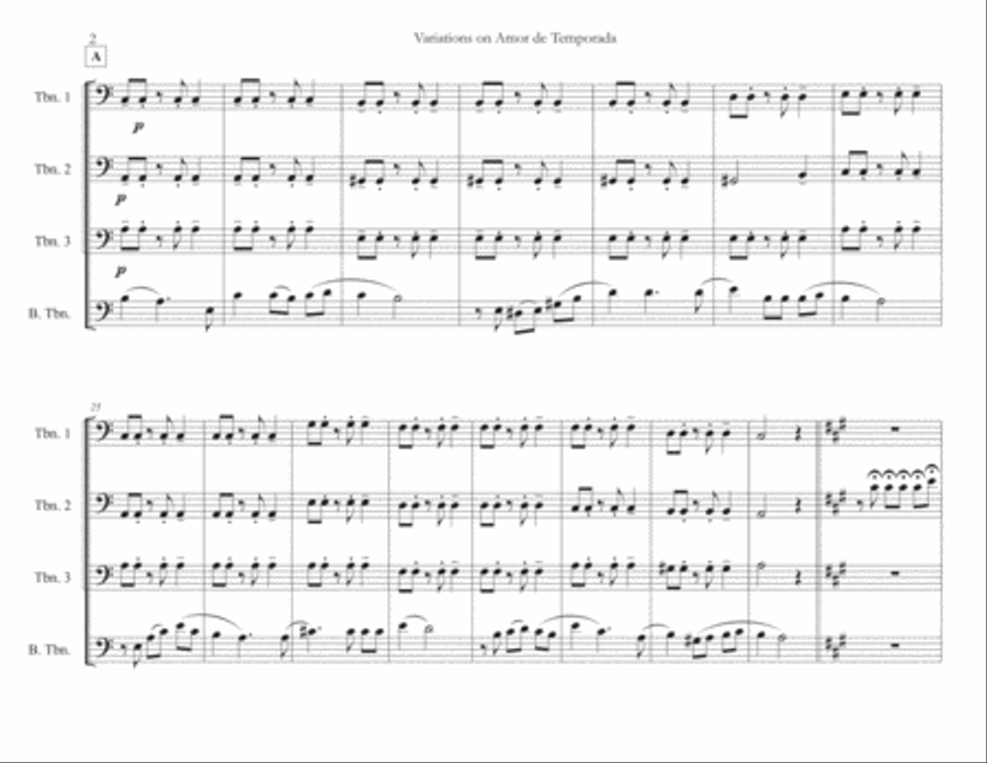 Variations on Amor de Temporado Trombone Solo scores gallery preview page 3