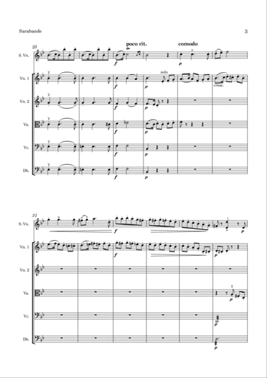 Bohm Sarabande Violin and Orchestra String Orchestra scores gallery preview page 4