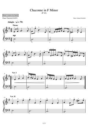 Chaconne in F Minor (EASY PIANO) (P 43) [Johann Pachelbel]