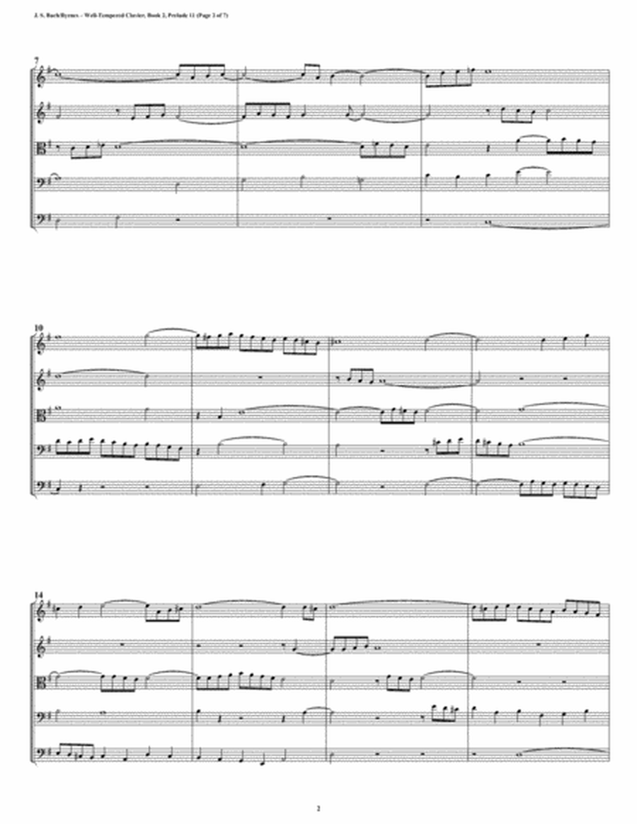 Prelude 11 from Well-Tempered Clavier, Book 2 (String Quintet) image number null