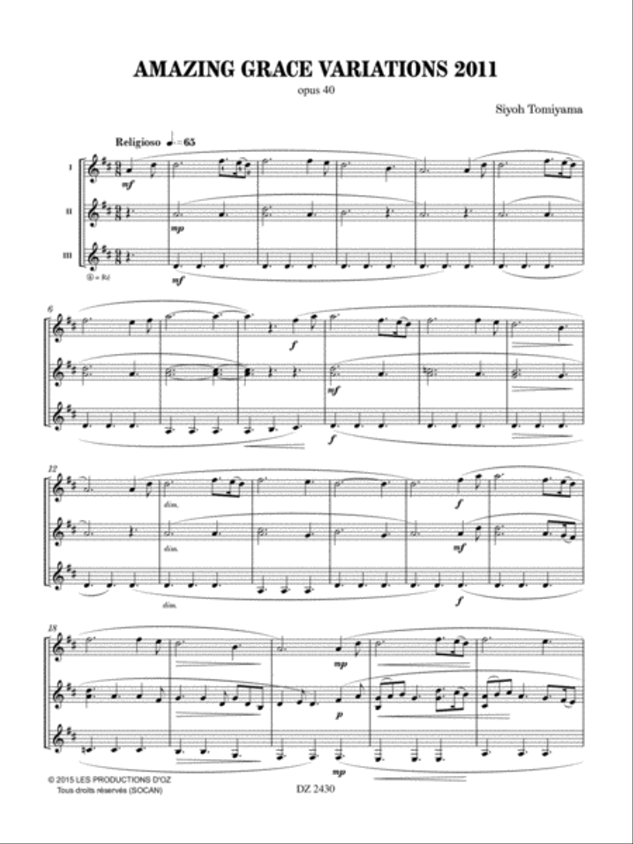 Amazing Grace Variations 2011 Guitar Ensemble scores gallery preview page 3