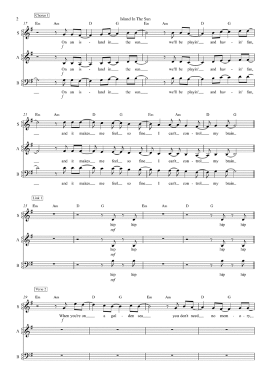 Island In The Sun Island In The Sun 3-Part scores gallery preview page 2