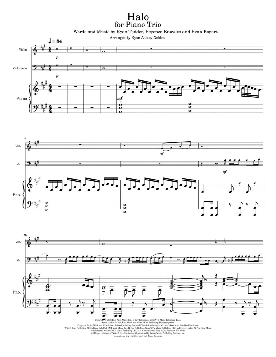 Halo Piano Trio scores gallery preview page 1