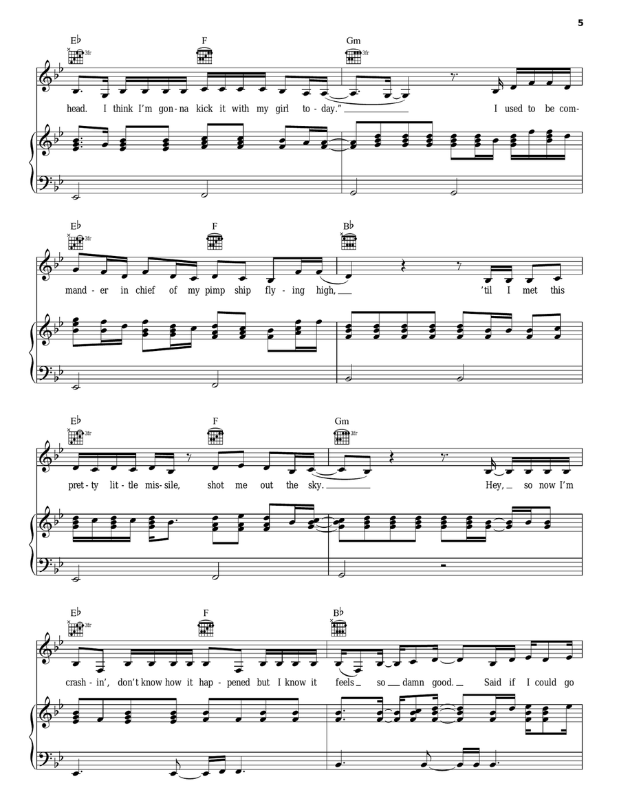 Knock You Down Piano, Vocal, Guitar scores gallery preview page 5
