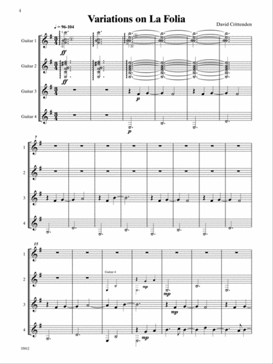 Quartets for Guitar: Three Intermediate Works: Score Classical Guitar scores gallery preview page 4