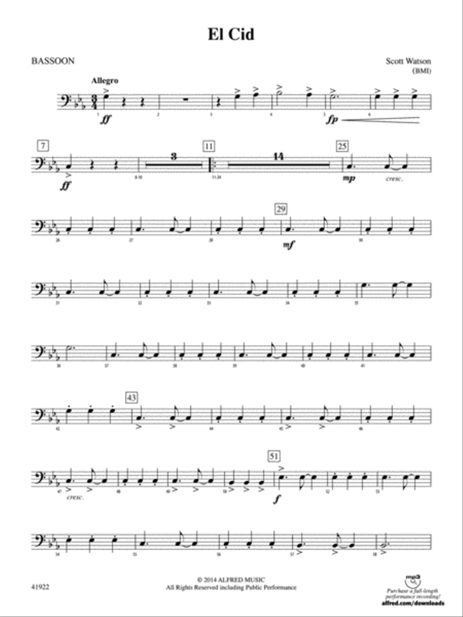 El Cid: Bassoon El Cid: Bassoon Concert Band scores gallery preview page 1