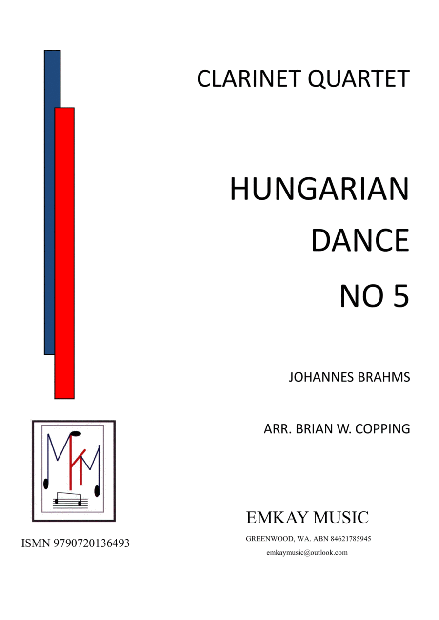 HUNGARIAN DANCE NO 5 - CLARINET QUARTET Clarinet Quartet scores gallery preview page 1