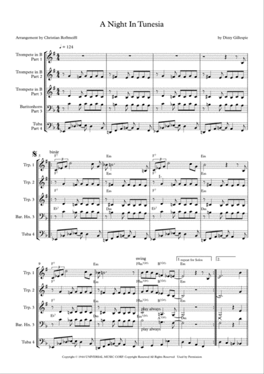 A Night In Tunisia A Night In Tunisia Brass Ensemble scores gallery preview page 2