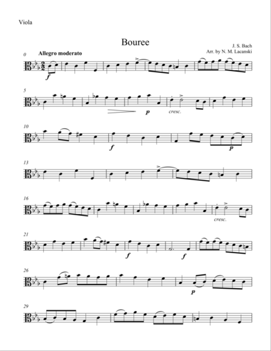 Bouree Bouree Clarinet scores gallery preview page 1