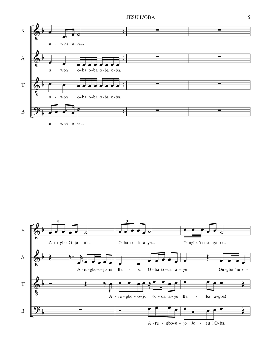Jesu L'Oba Jesu L'Oba 4-Part scores gallery preview page 5