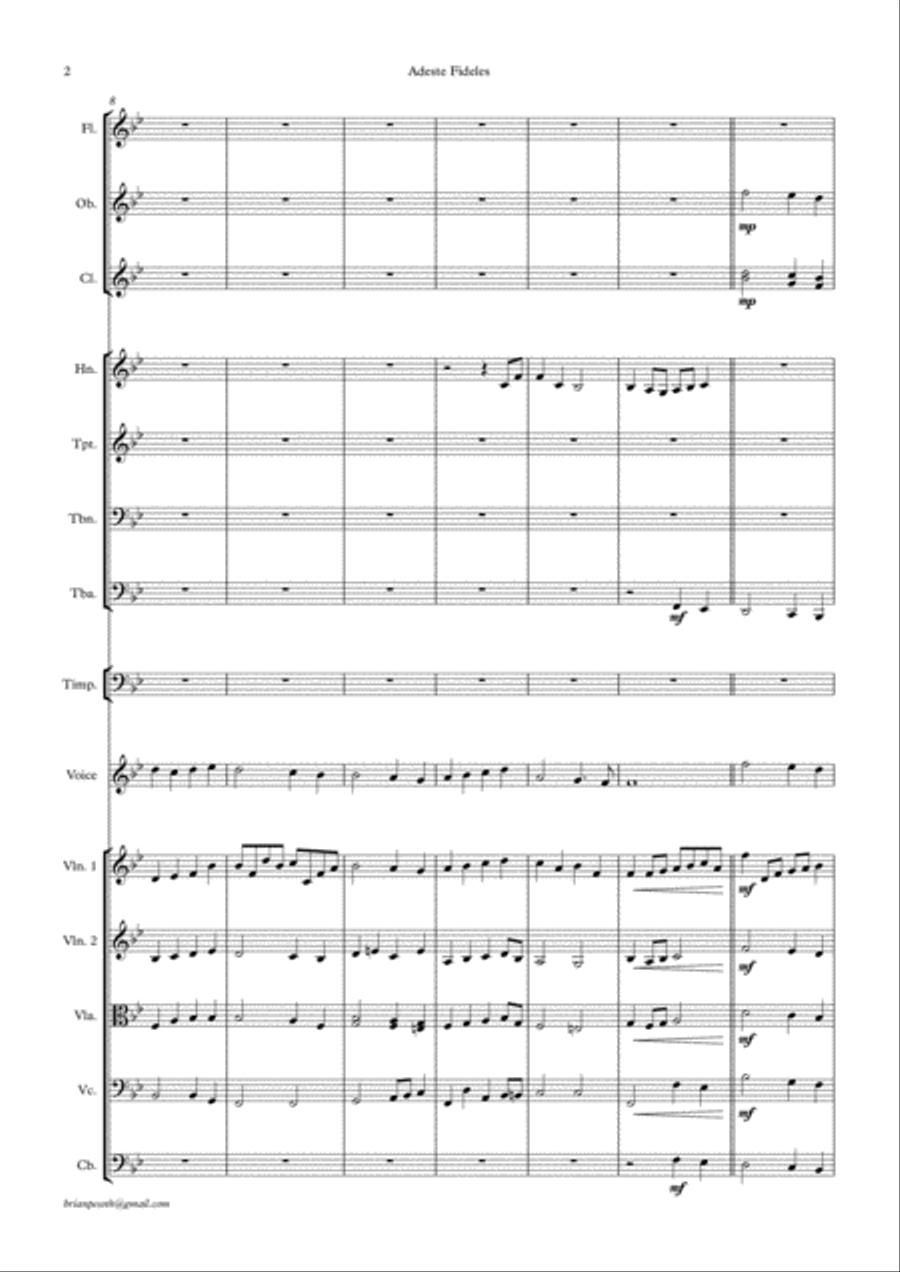 Adeste Fideles (O Come All Ye Faithful) Full Orchestra scores gallery preview page 2