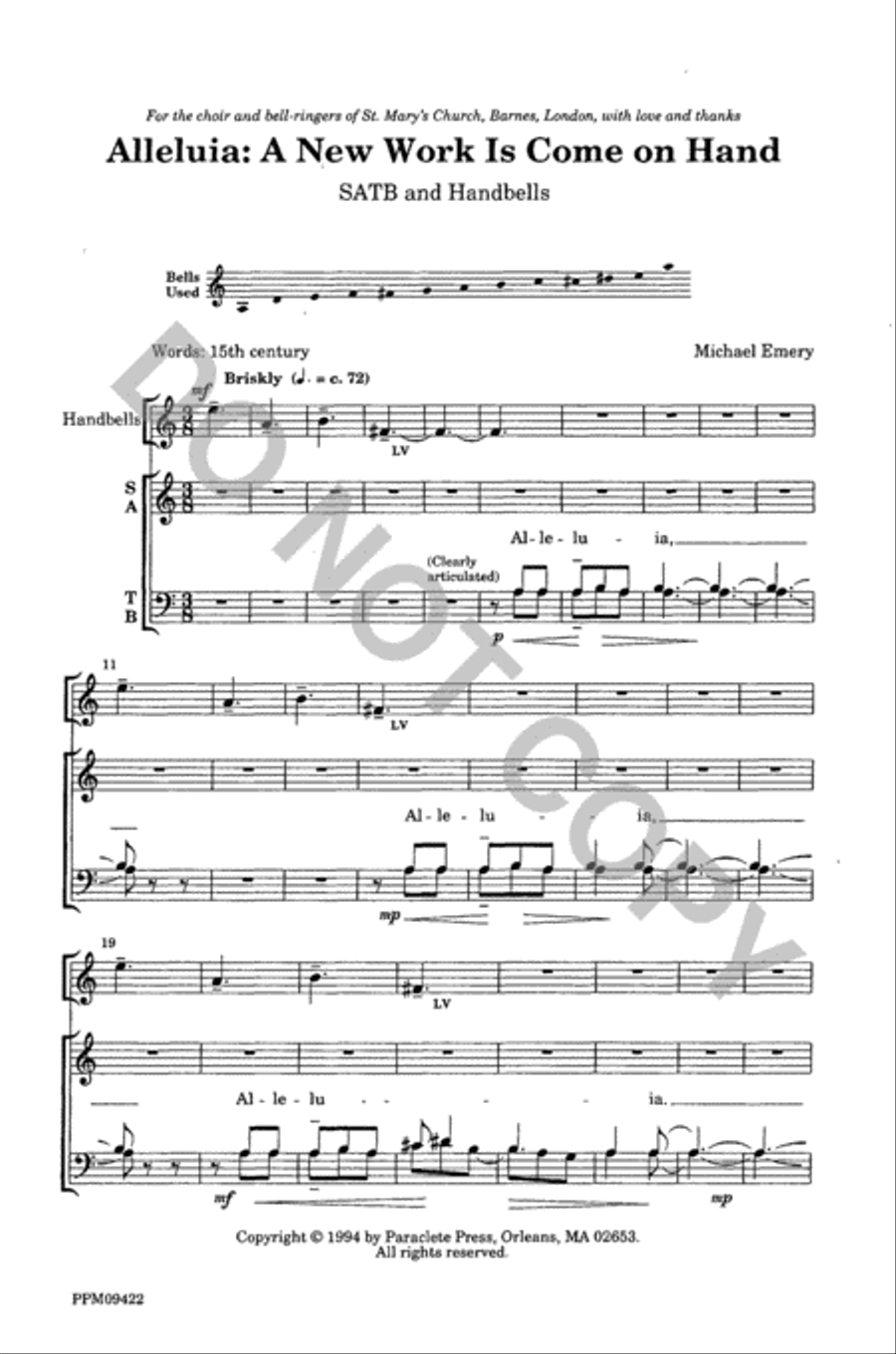 Alleluia: A New Work Is Come On Hand 4-Part scores gallery preview page 2