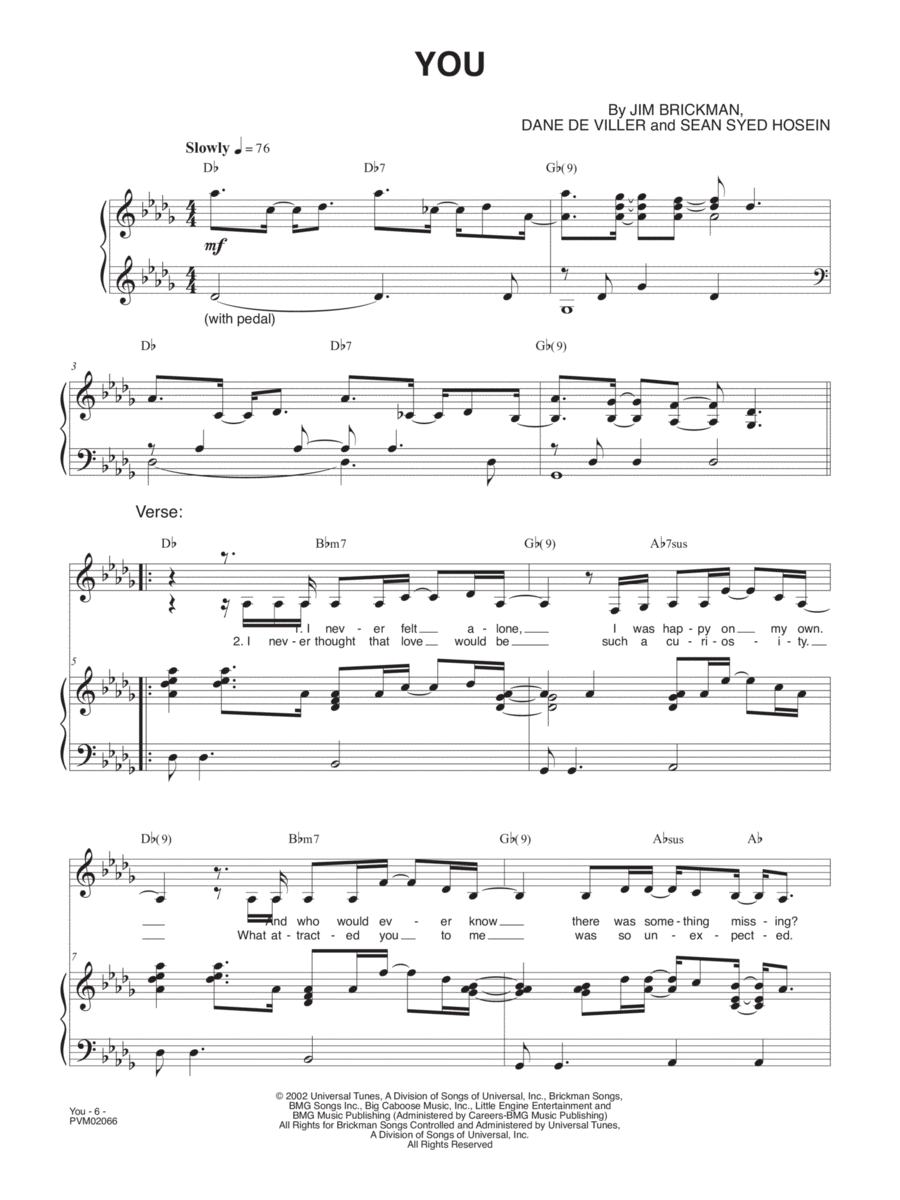 You Piano, Vocal, Guitar scores gallery preview page 1