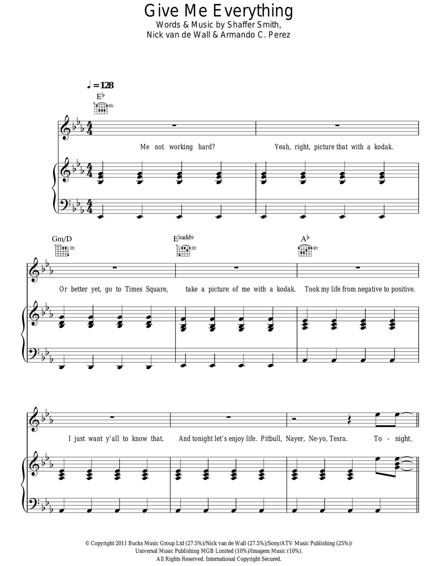 Give Me Everything (Tonight) Guitar scores gallery preview page 1