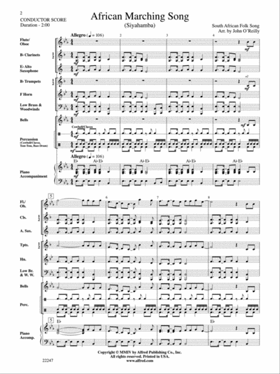 African Marching Song Concert Band scores gallery preview page 2